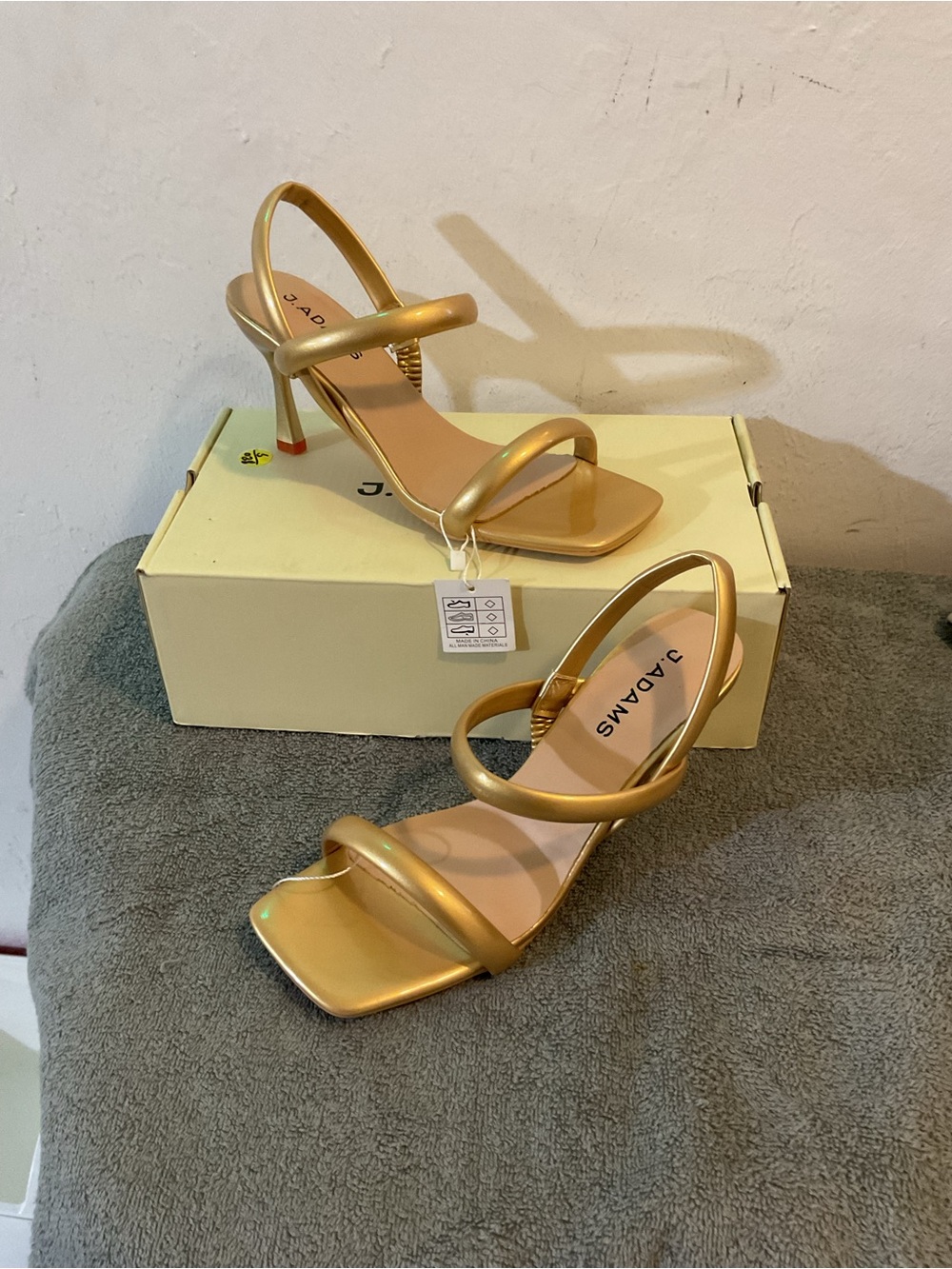 Adams Gold Metallic Strappy Slingback Heels